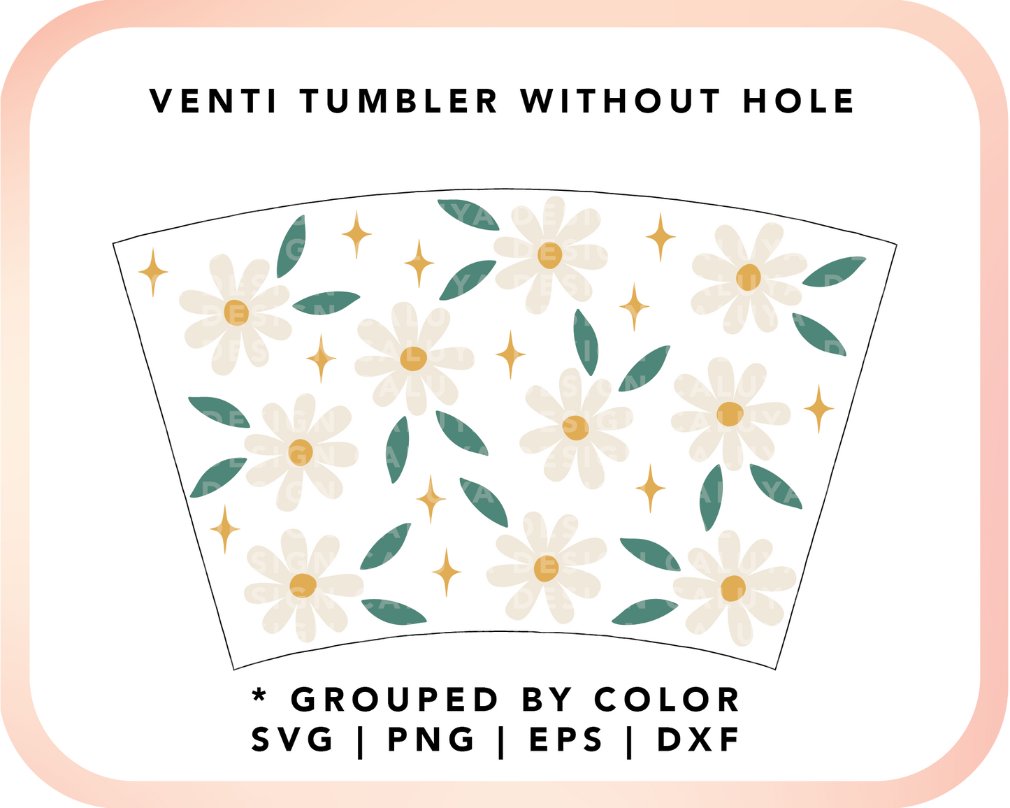 No Logo Venti Cup Wrap SVG | Daisy Flower