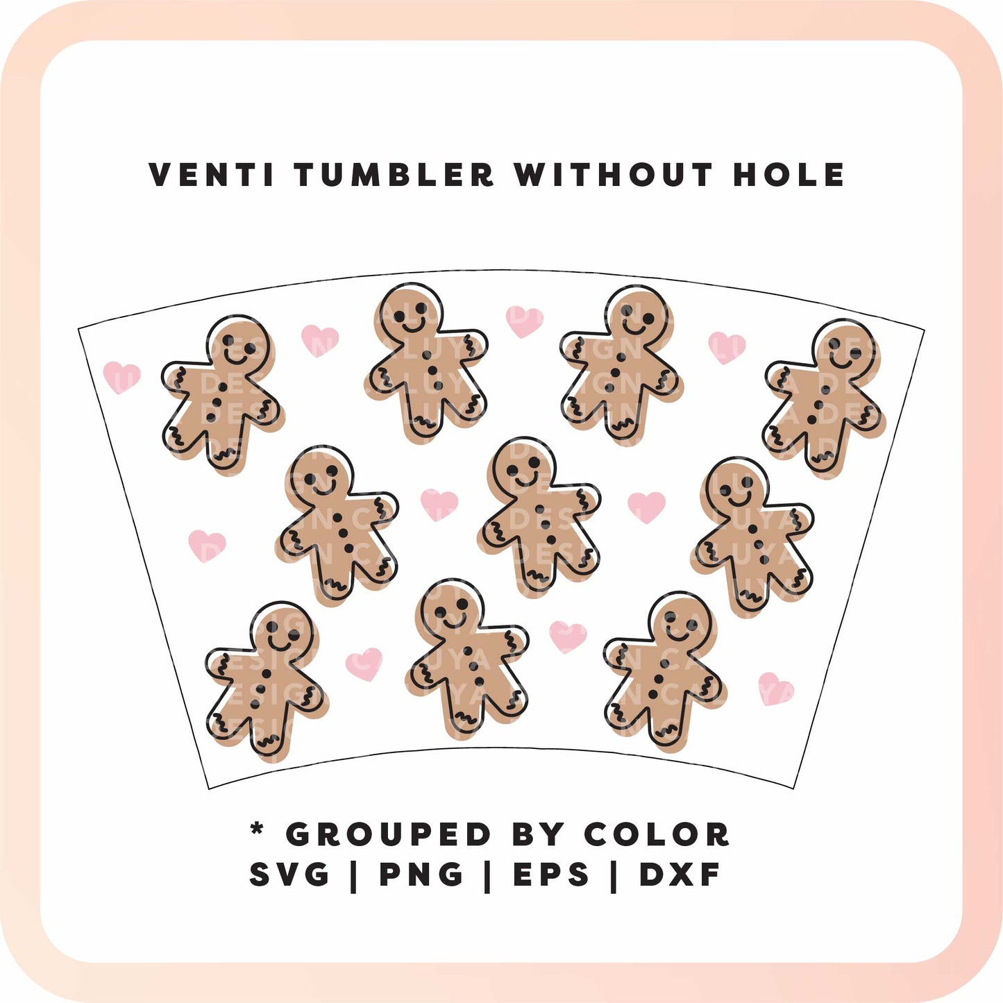 No Logo Venti Cup Wrap SVG | Heart Gingerbread Man SVG