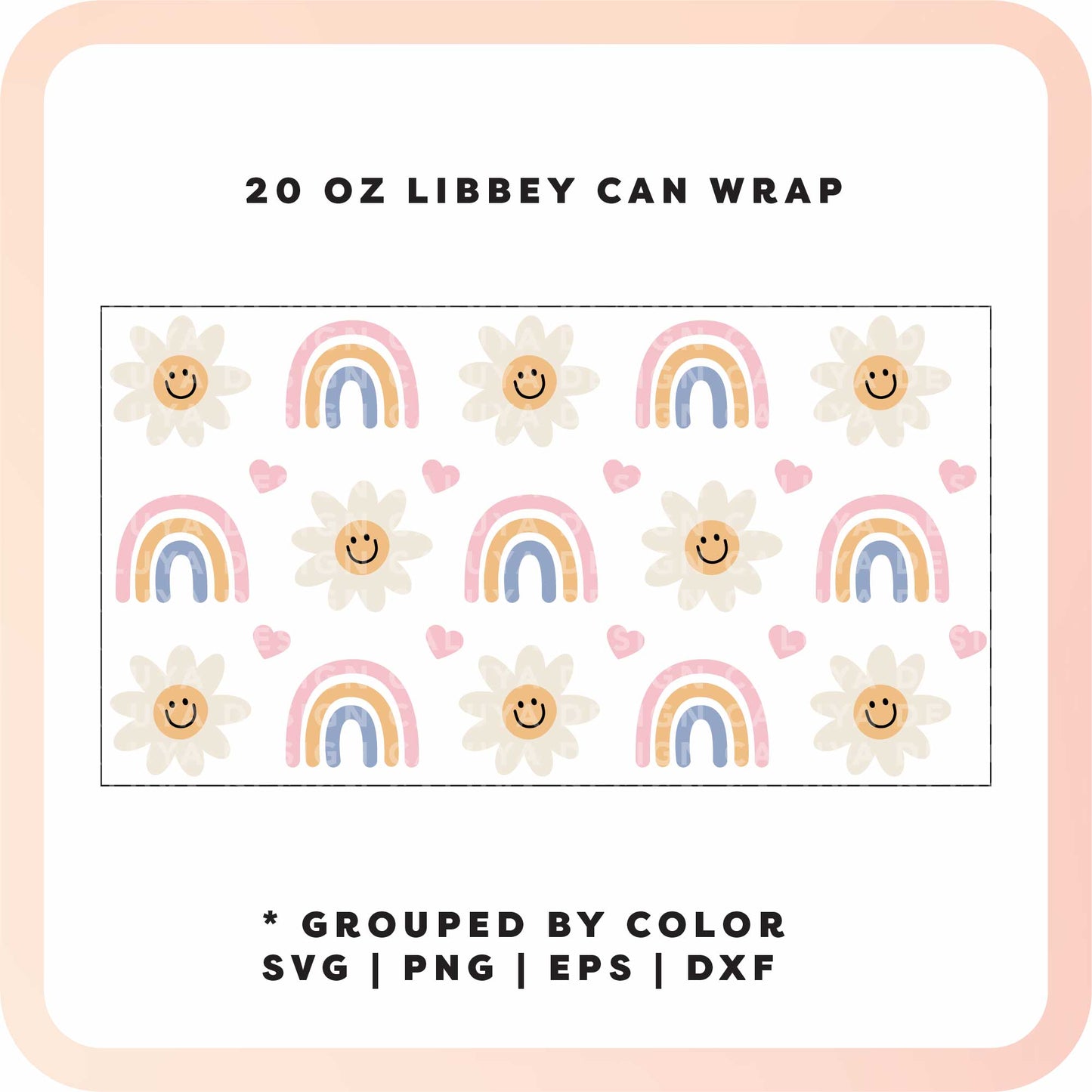 20oz Libbey Can Cup Wrap | Pastel Daisies SVG