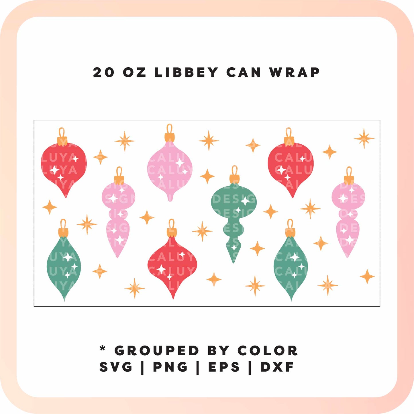 20oz Libbey Can Cup Wrap | Jolly Ornament SVG