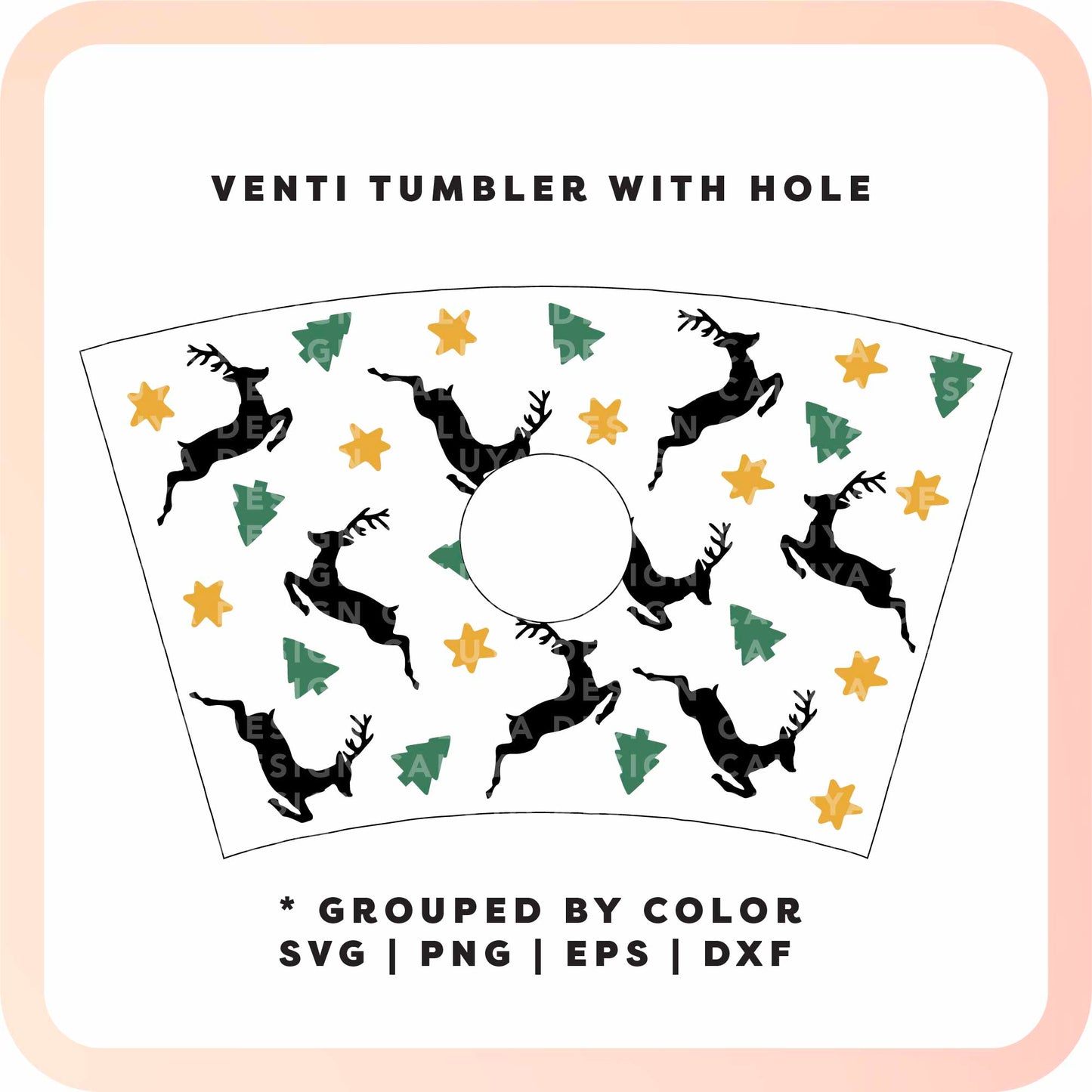 With Logo Venti Cup Wrap SVG | Reindeer Holiday SVG