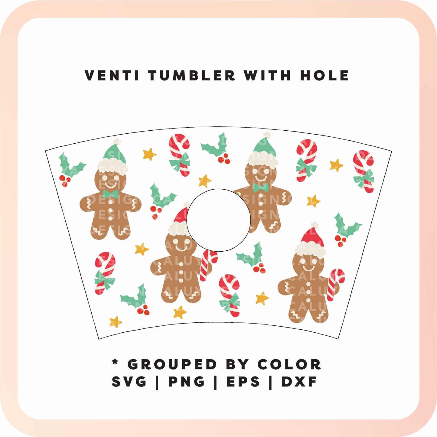 With Logo Venti Cup Wrap SVG | Gingerbread Man Santa SVG