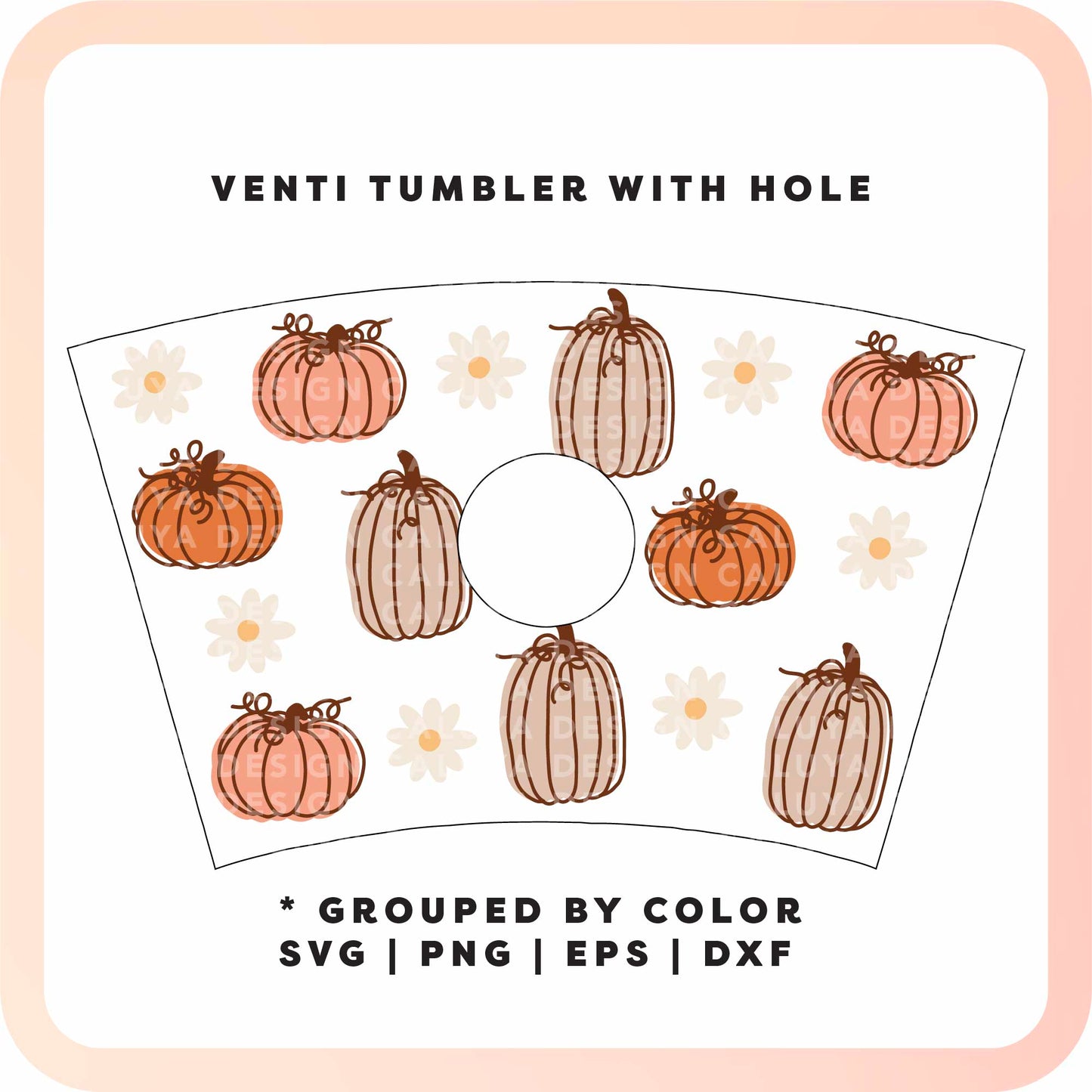 With Logo Venti Cup Wrap SVG | Daisy Pumpkin SVG