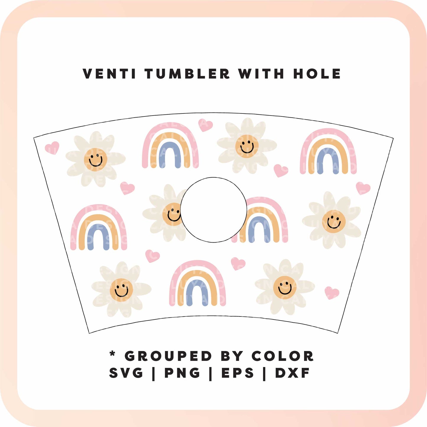 With Logo Venti Cup Wrap SVG | Pastel Daisies SVG