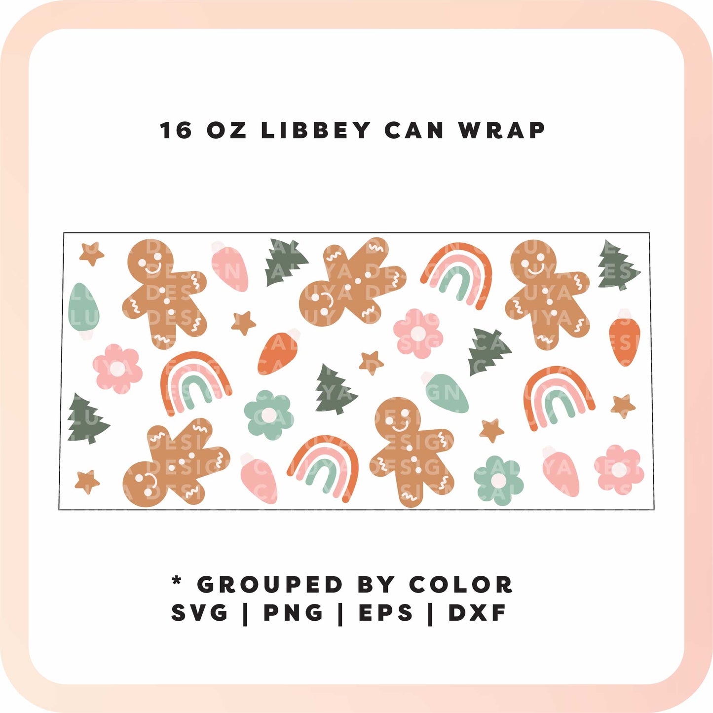 16oz Libbey Can Cup Wrap | Cozy Rainbow Christmas SVG