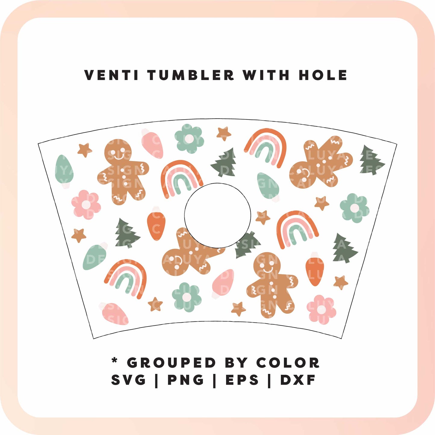 With Logo Venti Cup Wrap SVG | Cozy Rainbow Christmas SVG