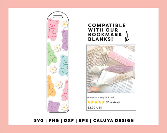 Bookmark Template SVG | Gummy Bear and Daisy SVG