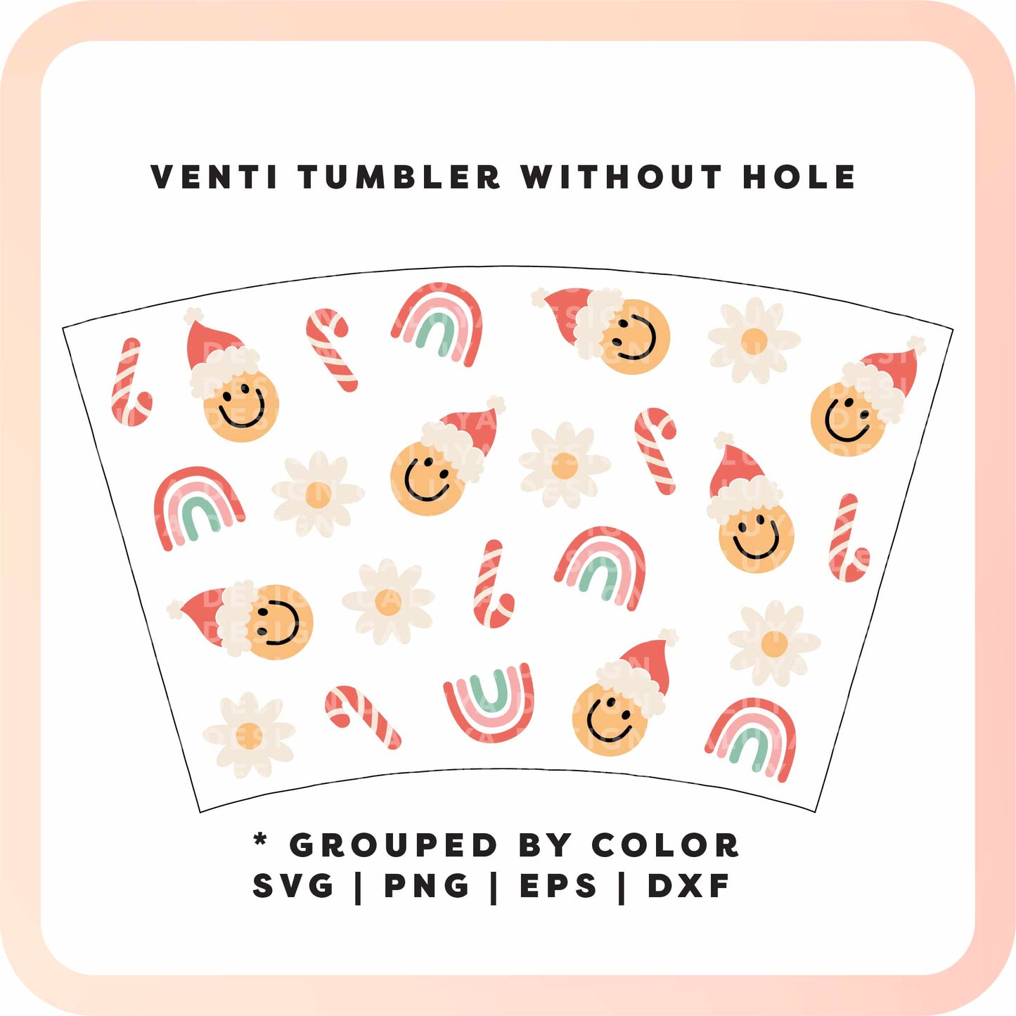 No Logo Venti Cup Wrap SVG | Groovy Santa Rainbow SVG