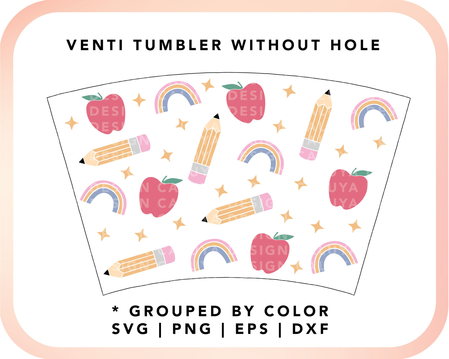No Logo Venti Cup Wrap SVG | Cute School