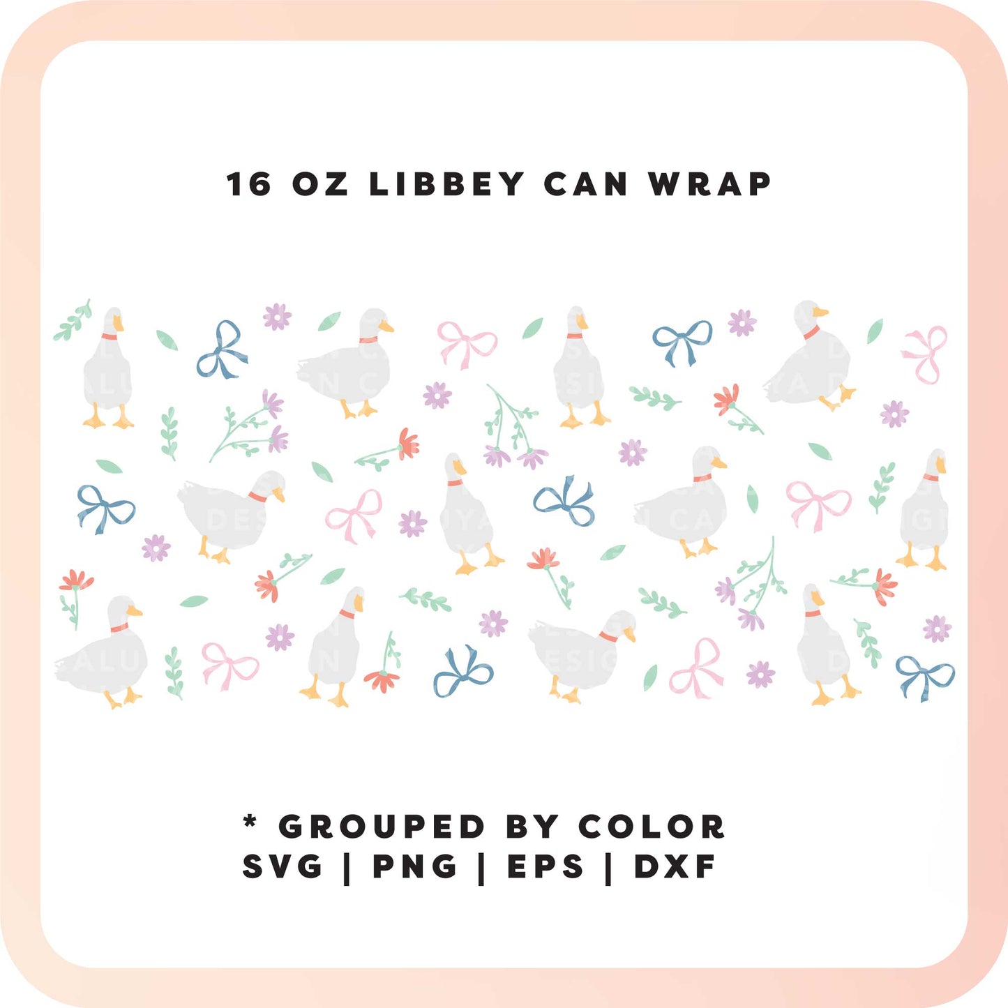 16oz Libbey Can Cup Wrap SVG | Cottage-core Duck SVG