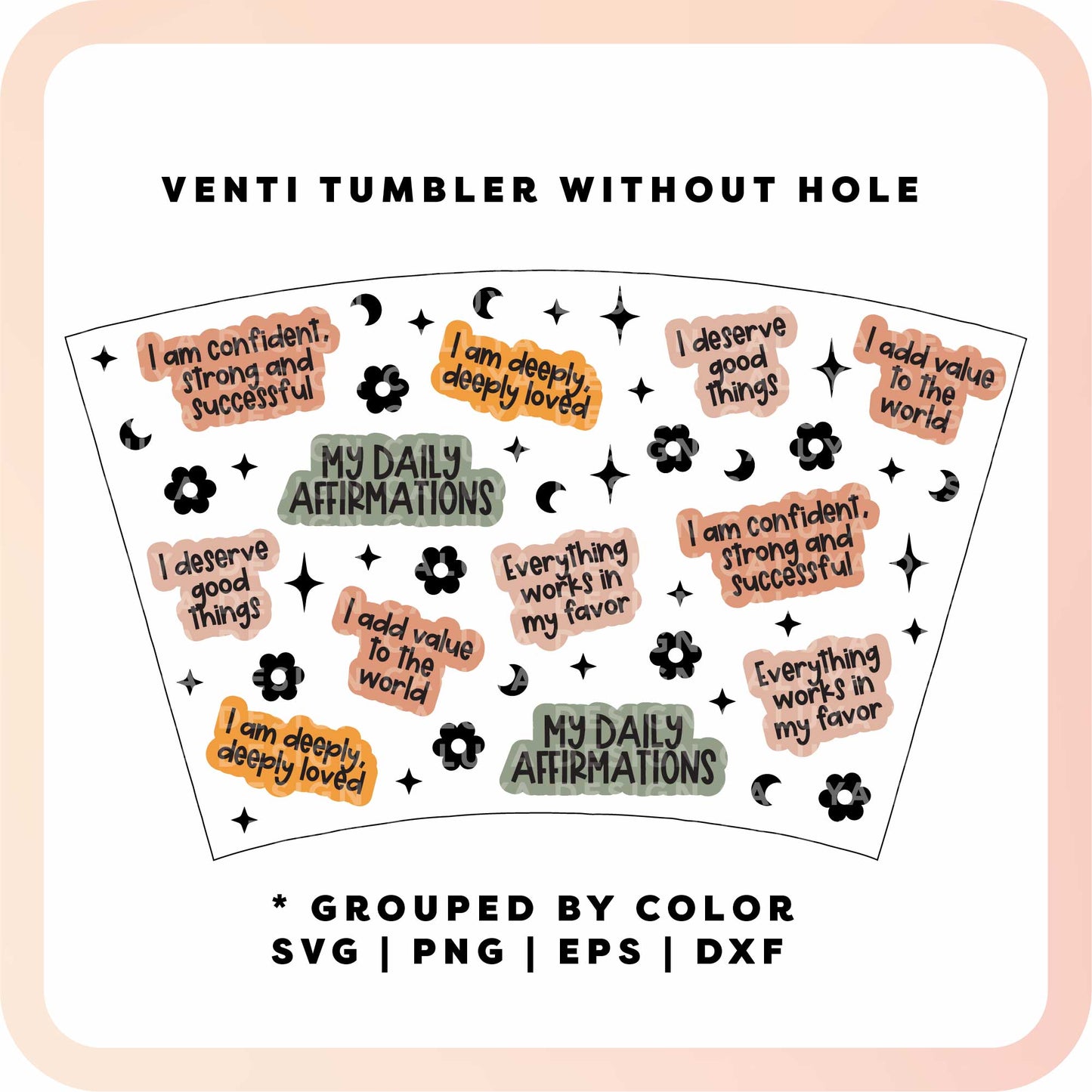 No Logo Venti Cup Wrap SVG | Affirmation Quotes Wrap SVG