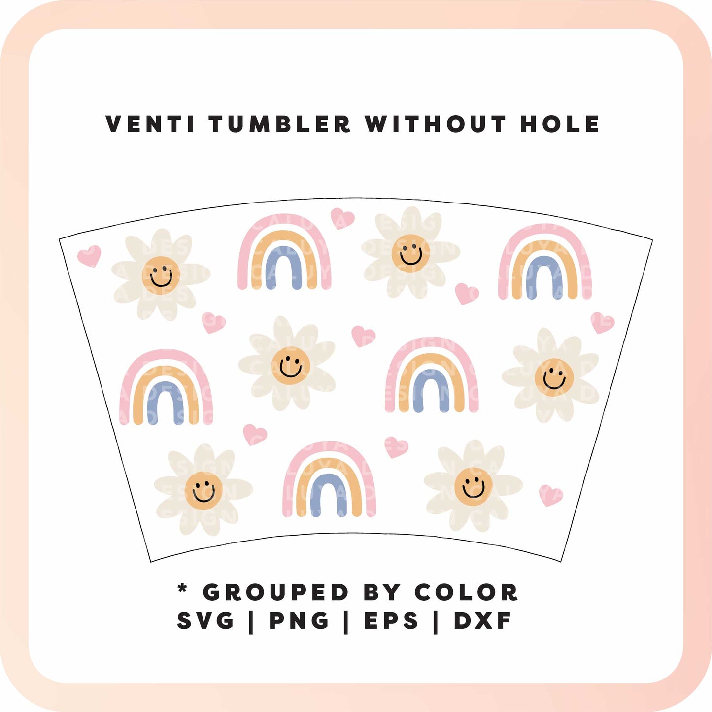 No Logo Venti Cup Wrap SVG | Pastel Daisies SVG
