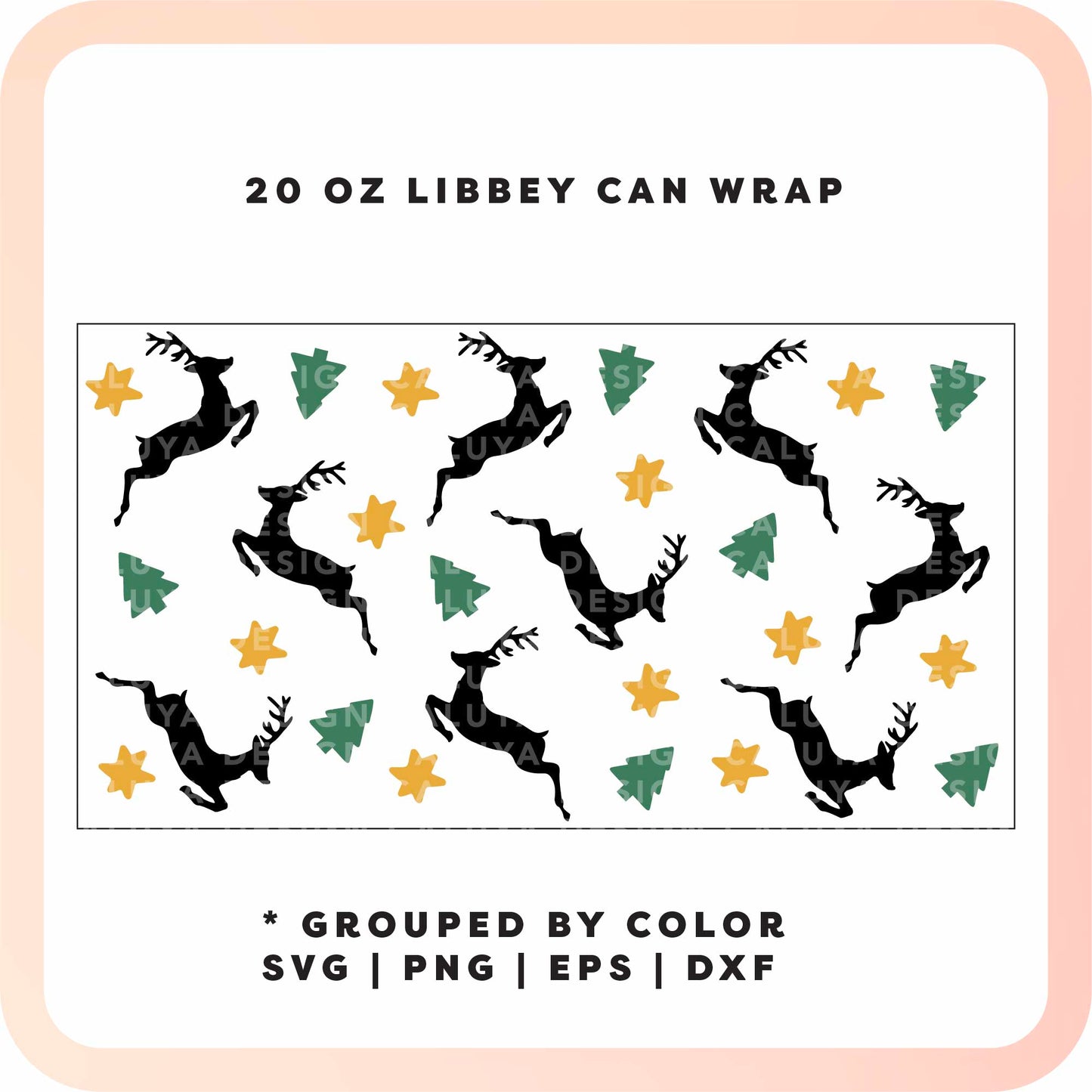 20oz Libbey Can Cup Wrap | Reindeer Holiday SVG