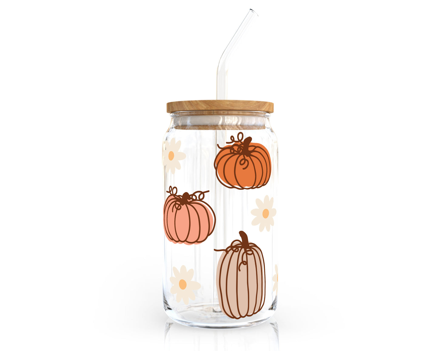 16oz Libbey Can Cup Wrap | Daisy Pumpkin SVG