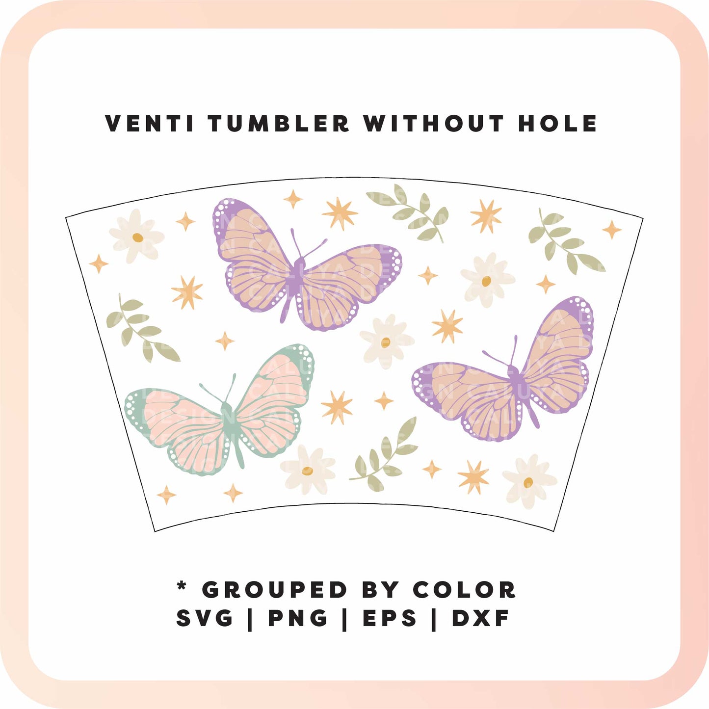 No Logo Venti Cup Wrap SVG | Pastel Butterfly SVG