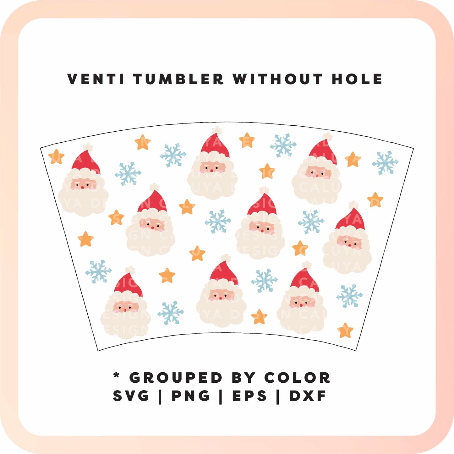 No Logo Venti Cup Wrap SVG | Classic Santa Face SVG