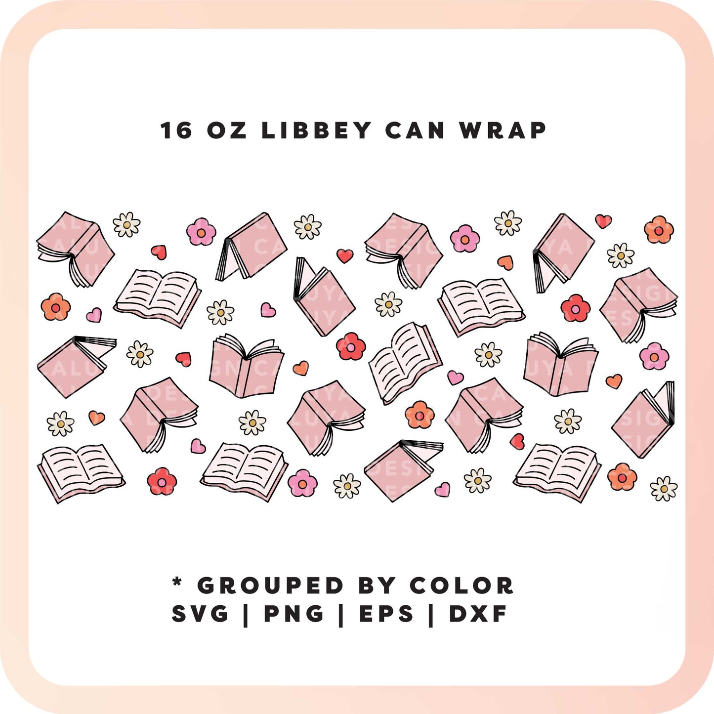 16oz Libbey Can Cup Wrap SVG | Happy Book SVG