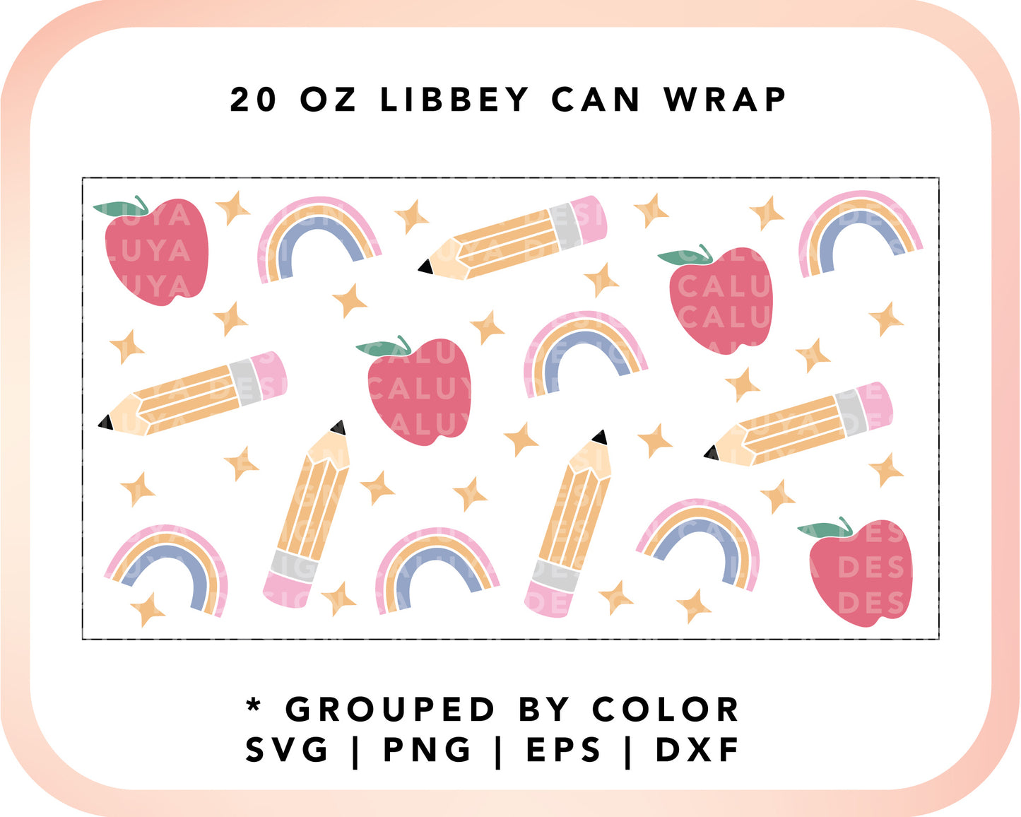 20oz Libbey Can Cup Wrap | Cute School