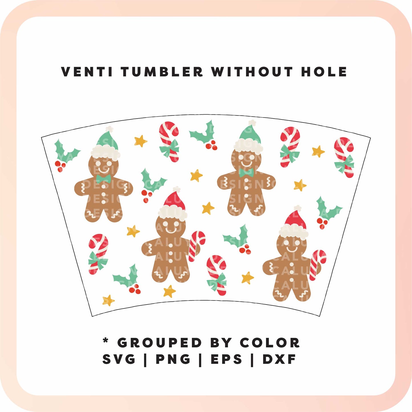No Logo Venti Cup Wrap SVG | Gingerbread Man Santa SVG