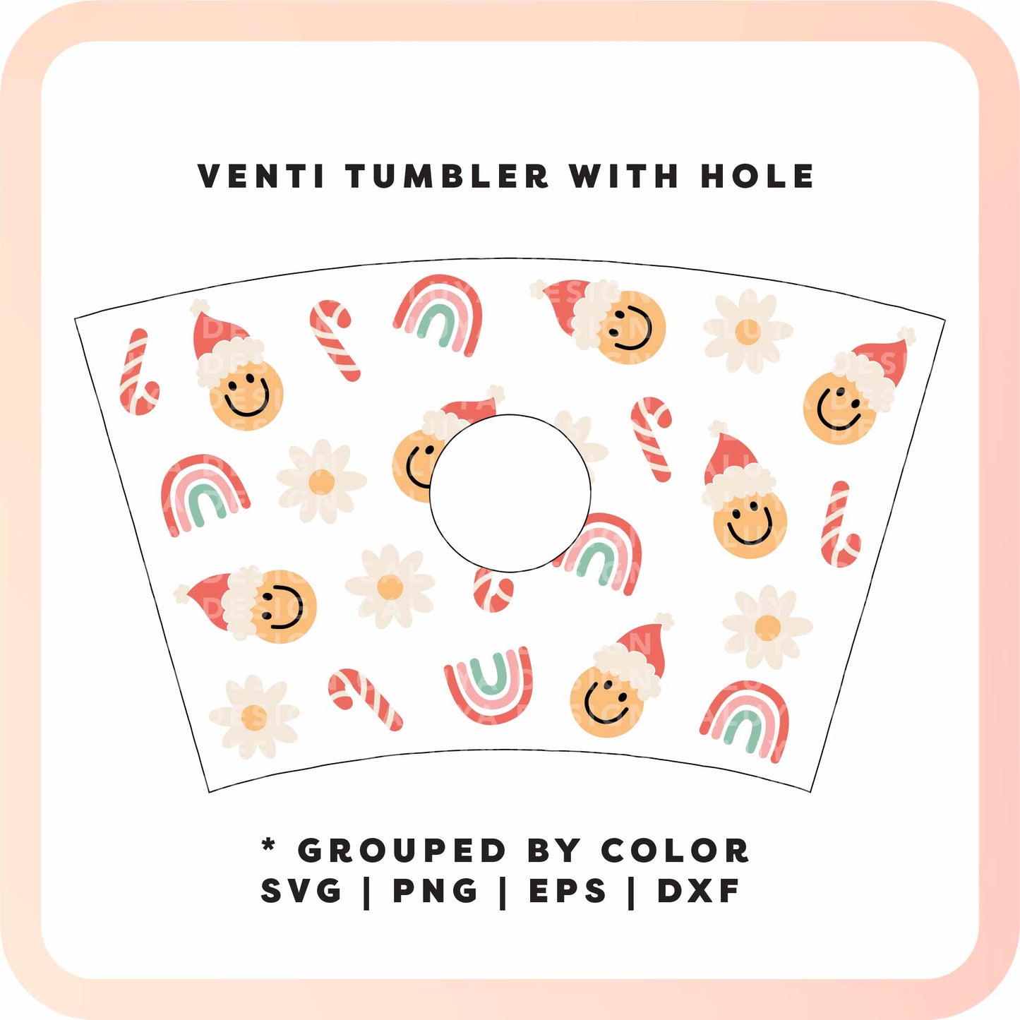 With Logo Venti Cup Wrap SVG | Groovy Santa Rainbow SVG