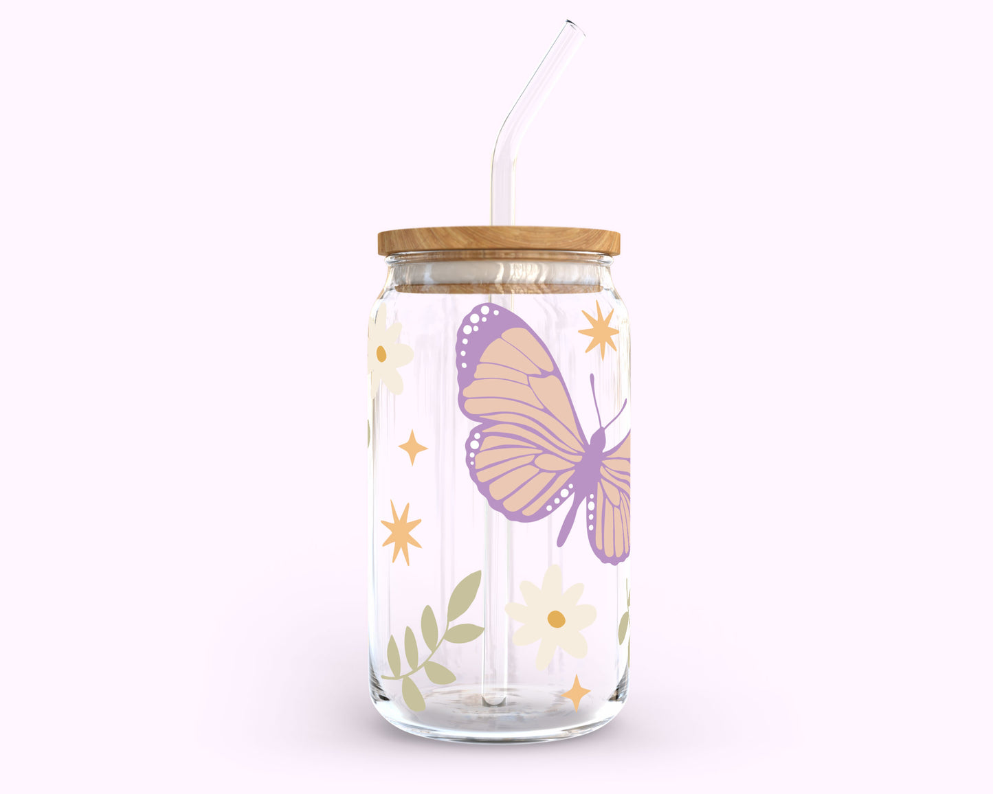 16oz Libbey Can Cup Wrap | Pastel Butterfly SVG