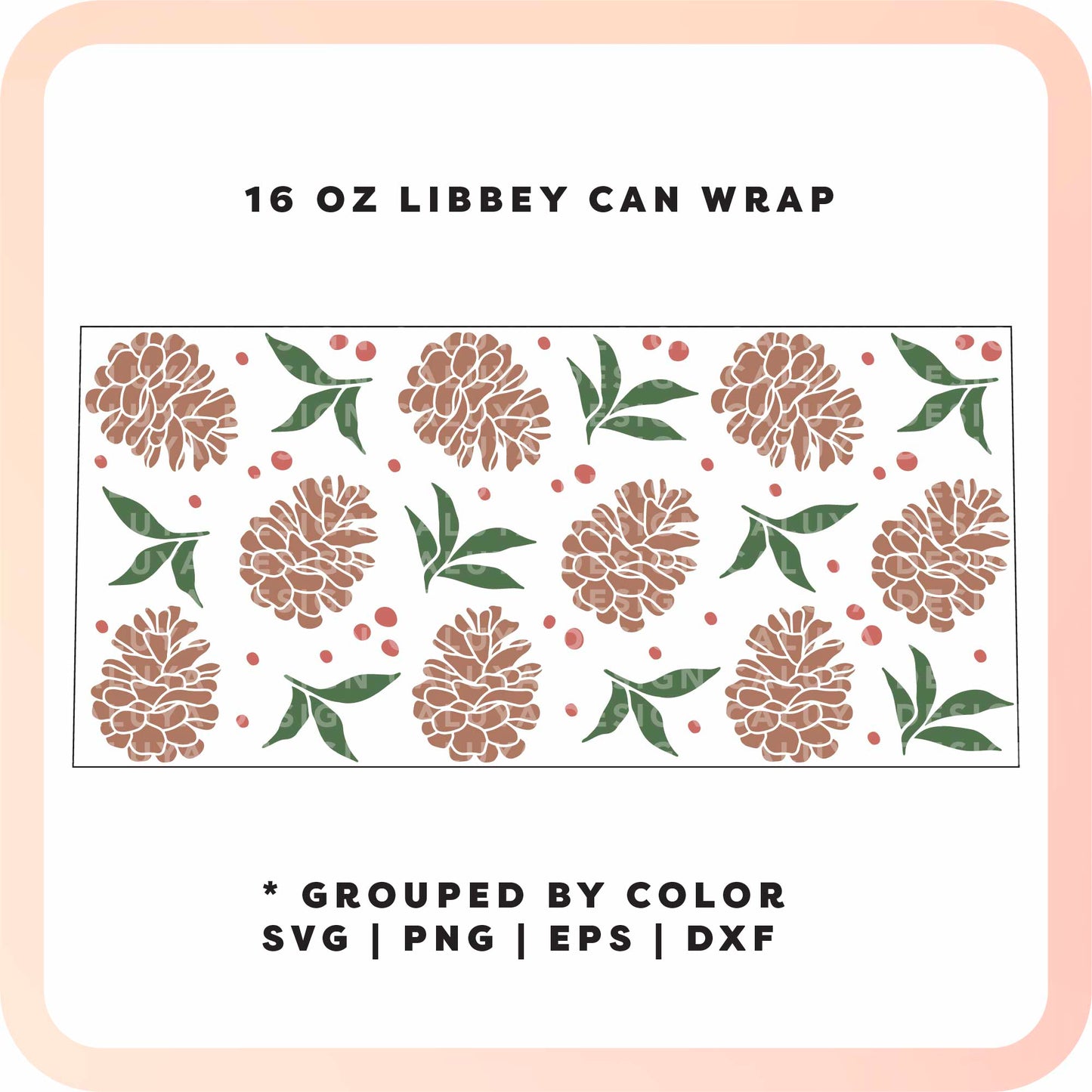 16oz Libbey Can Cup Wrap | Holiday Acorn SVG