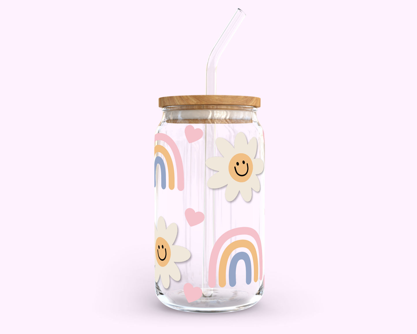 16oz Libbey Can Cup Wrap | Pastel Daisies SVG