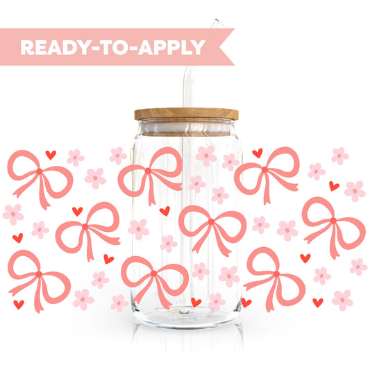 16oz Cup UV DTF Decal | Floral Bow