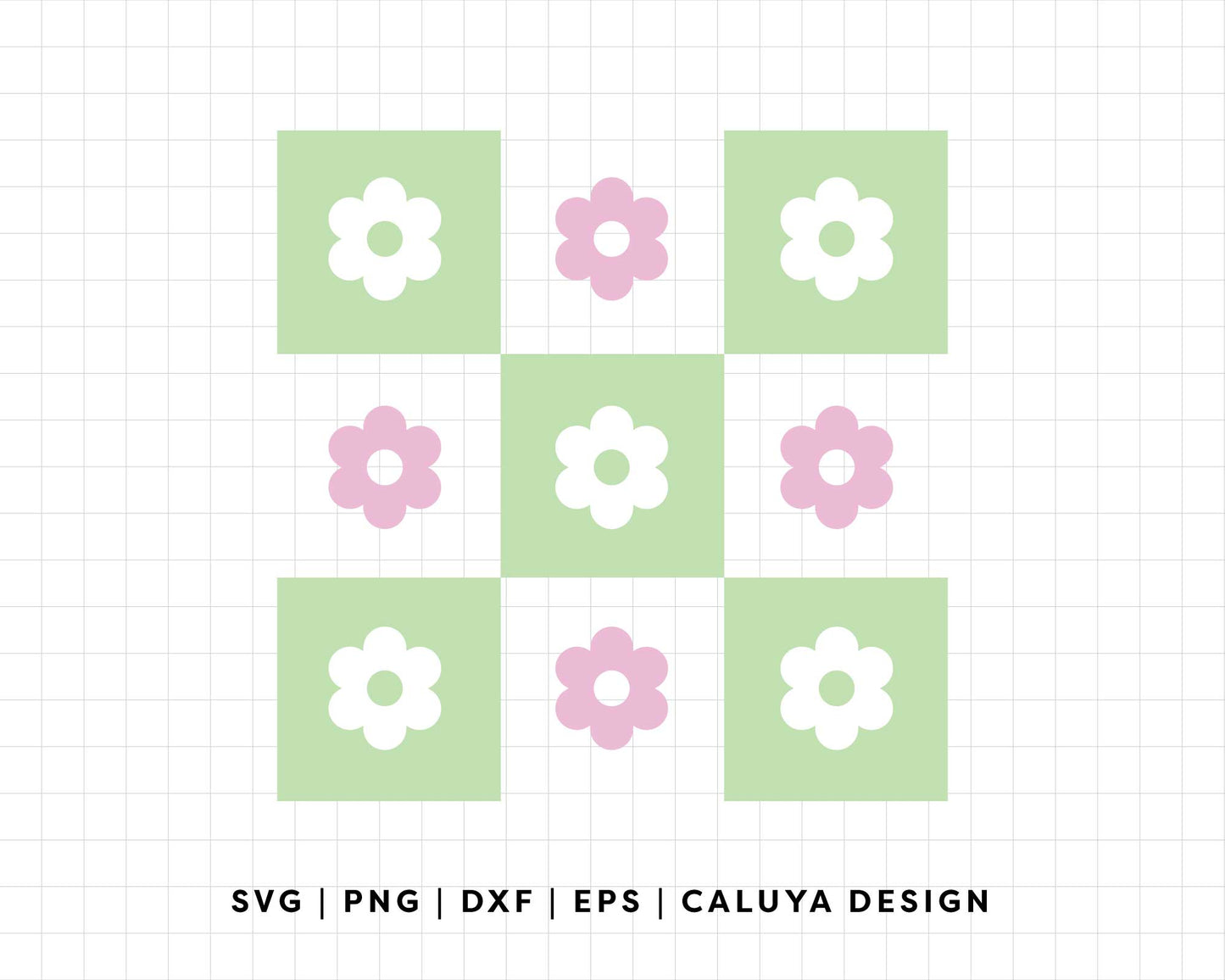 FREE Checkered Flowers SVG | Retro Spring Flower SVG
