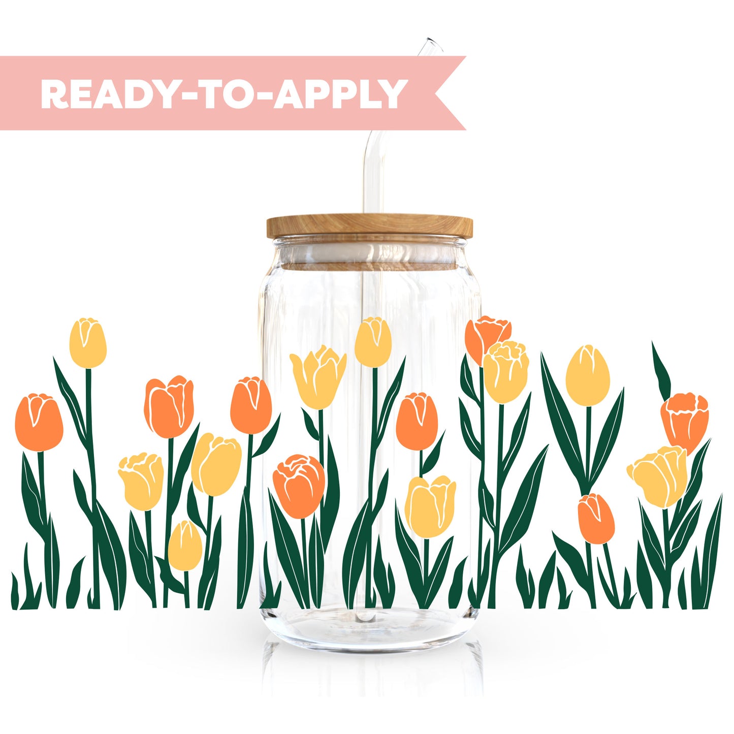 16oz Cup UV DTF Decal | Happy Tulip