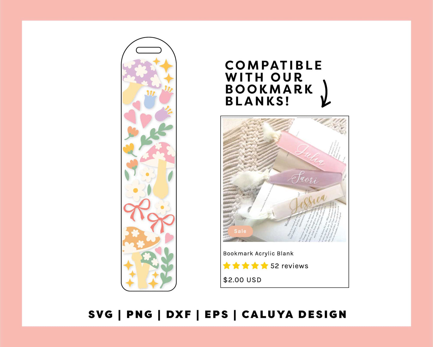 Bookmark Template SVG | Mushroom Garden SVG
