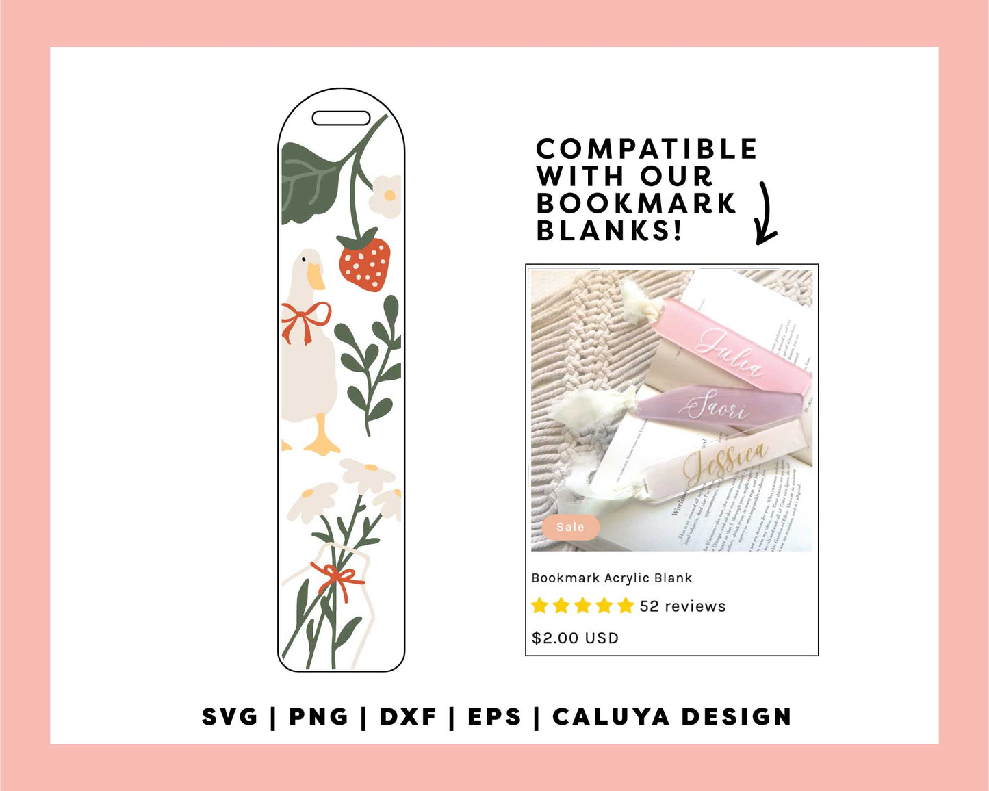 Bookmark Template SVG | Cottage Core Duck SVG
