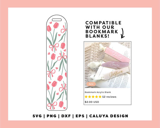 Bookmark Template SVG | Bows And Tulip SVG