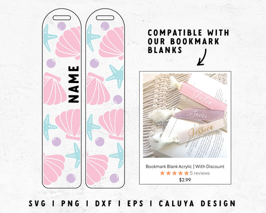 Bookmark Template | Mermaid Seashell SVG