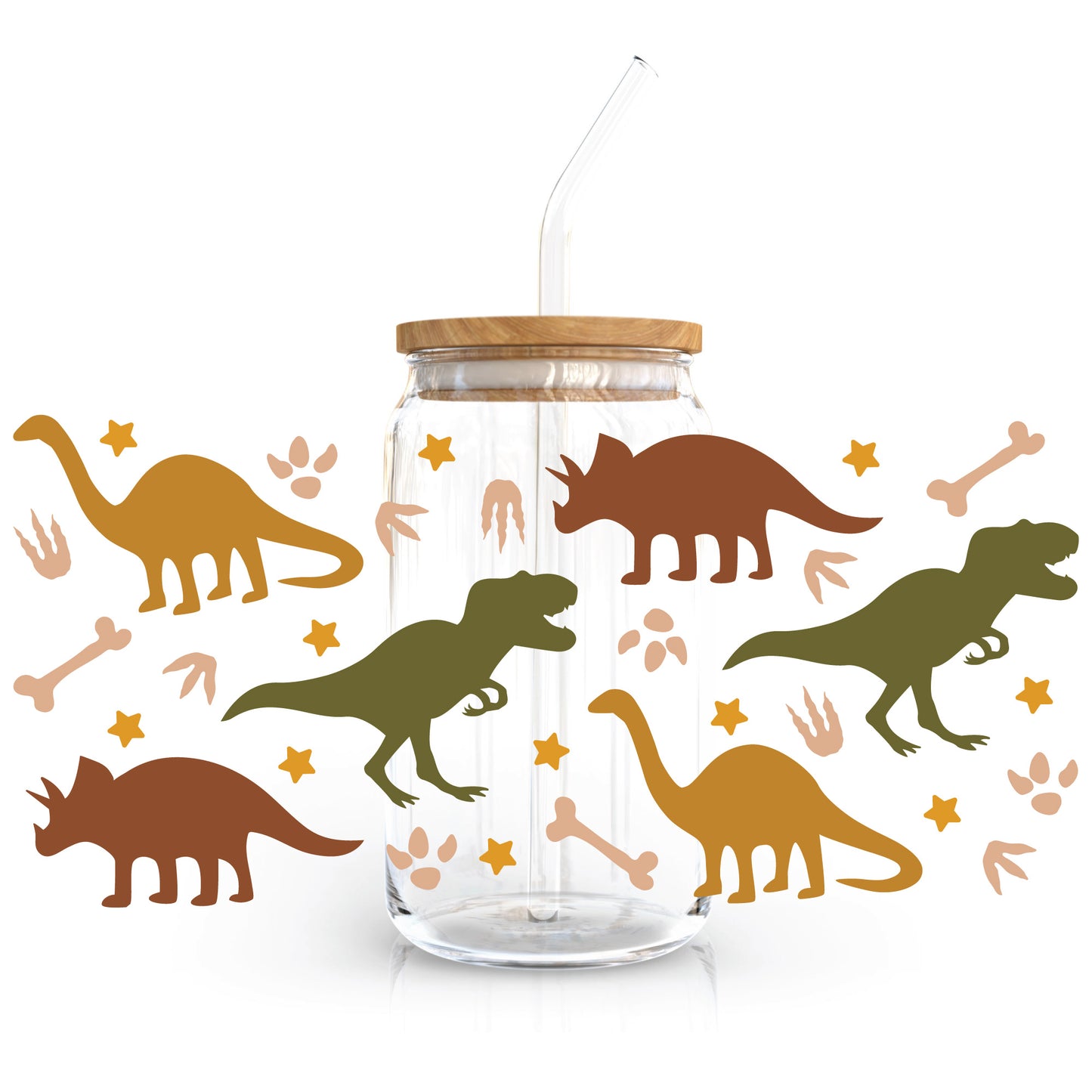 16oz Cup UV DTF Decal | Boho Dinosaur