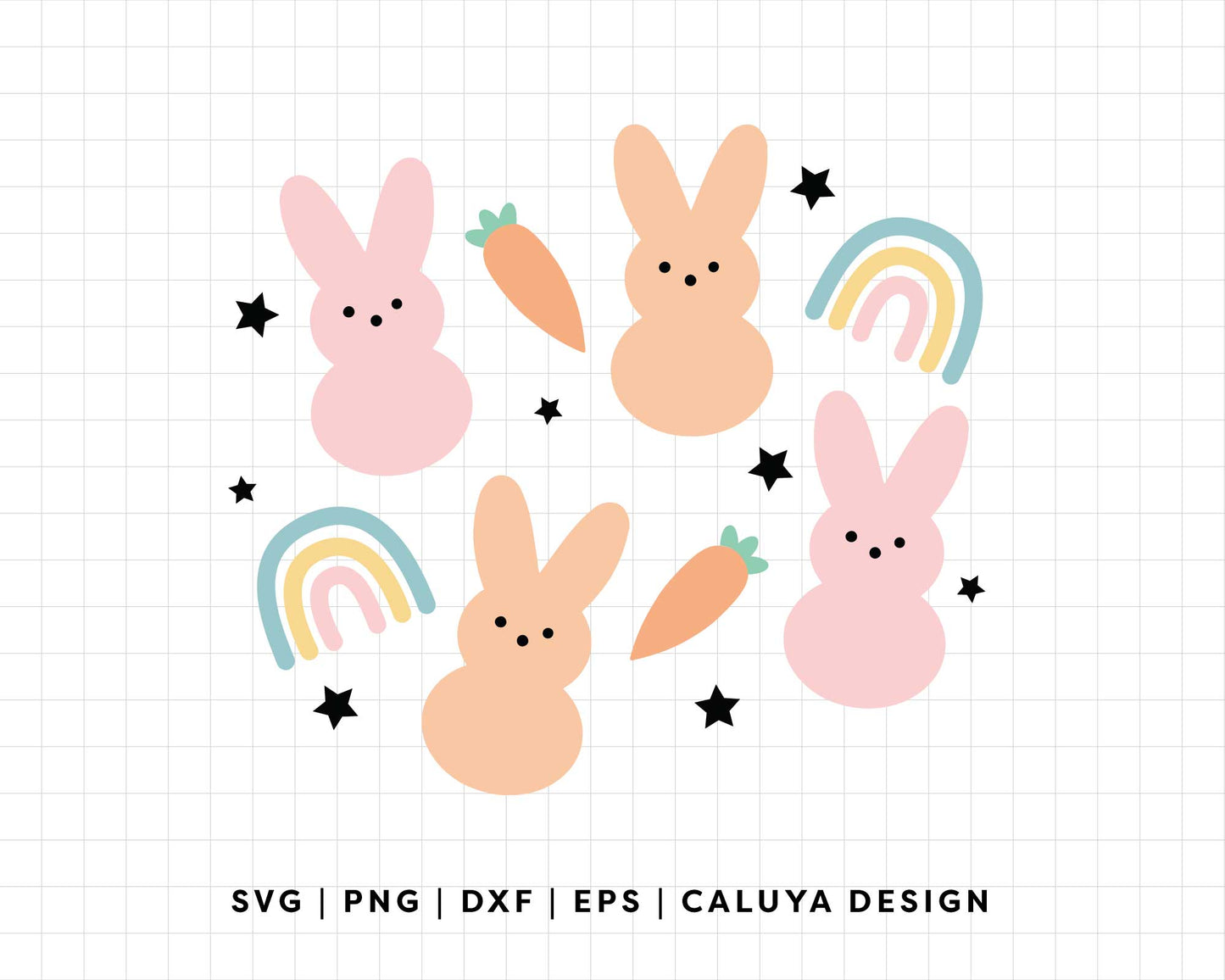 FREE Easter Bunny SVG | Rainbow Peeps SVG