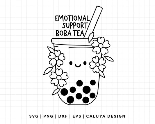 FREE Boba Tea SVG | Emotional Support Outline SVG