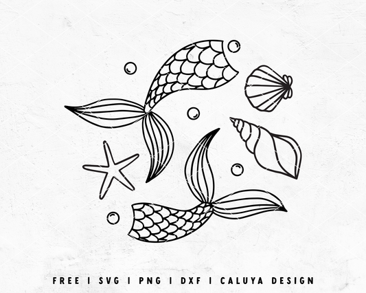 FREE Mermaid SVG | Seashell SVG | Mermaid Tail SVG Cut File for Cricut, Cameo Silhouette | Free SVG Cut File