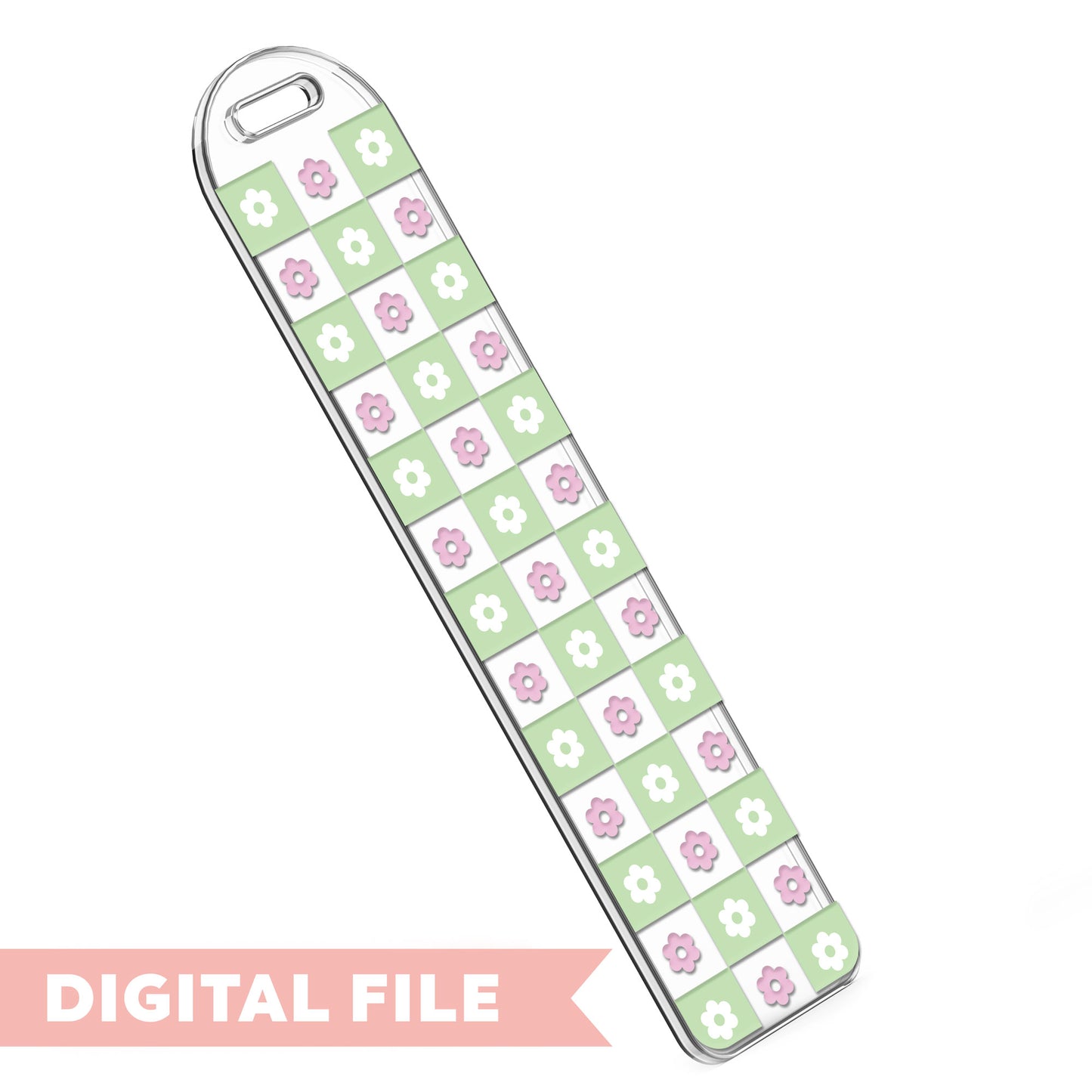 Bookmark Template SVG | Checkered Retro Daisy SVG