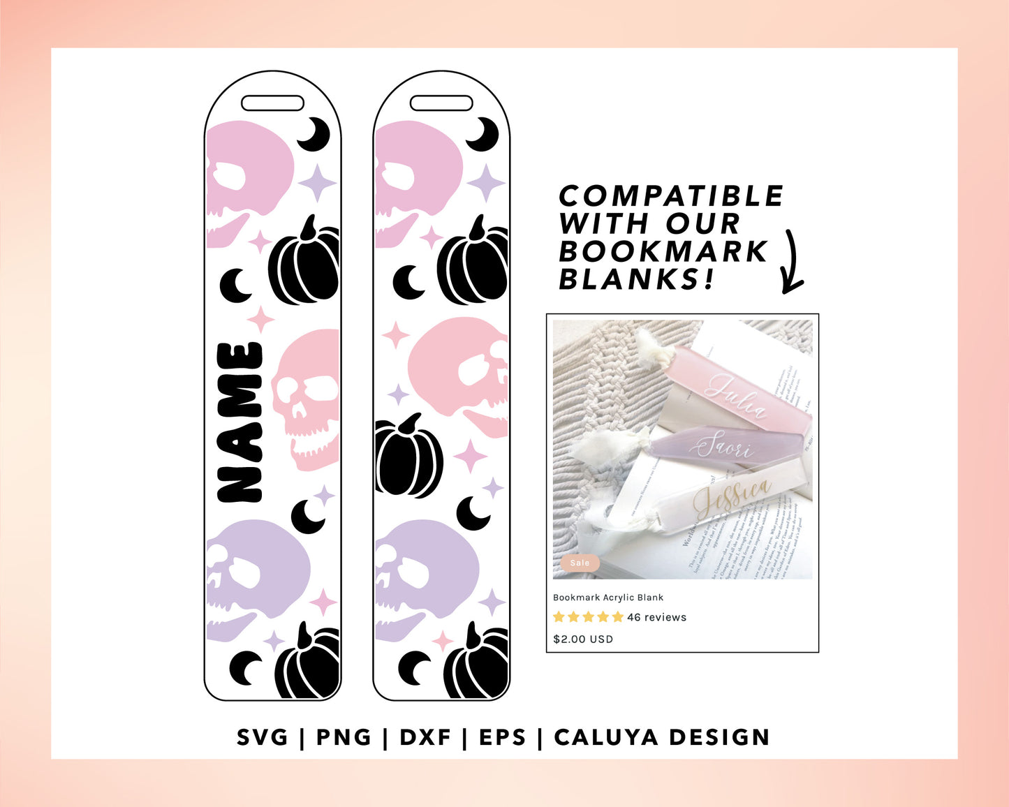 Bookmark Template SVG | Halloween Skull SVG