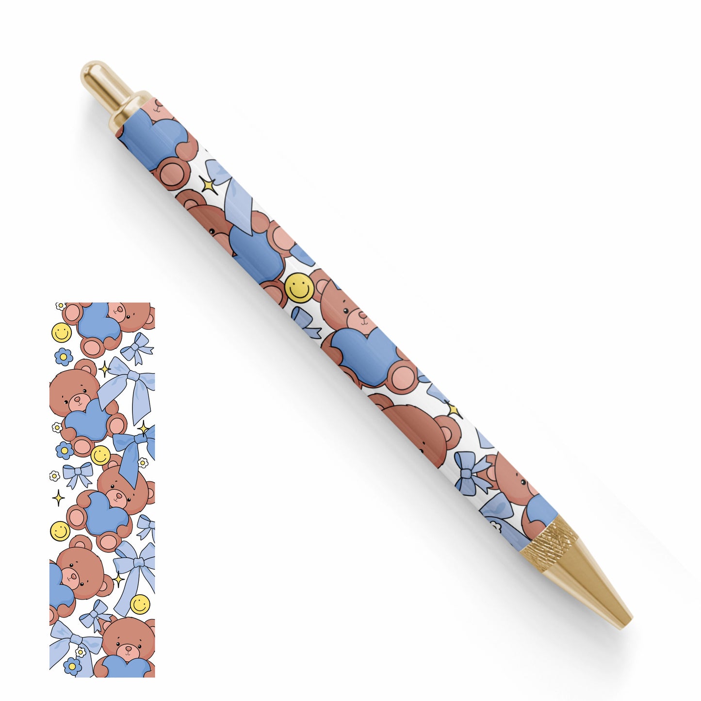 Pen UV DTF Wrap | Blue Teddy Bear