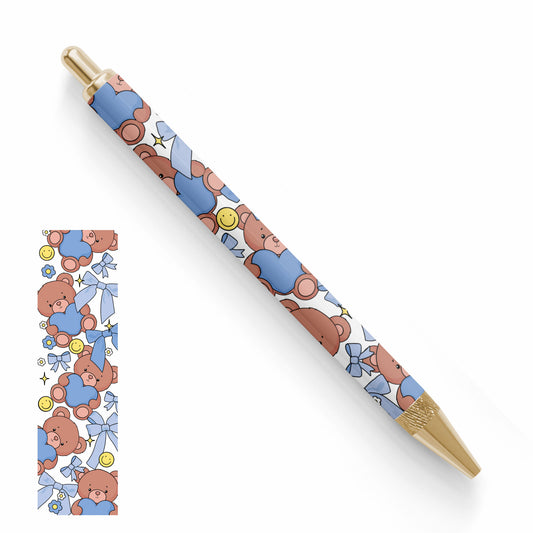 Pen UV DTF Wrap | Blue Teddy Bear