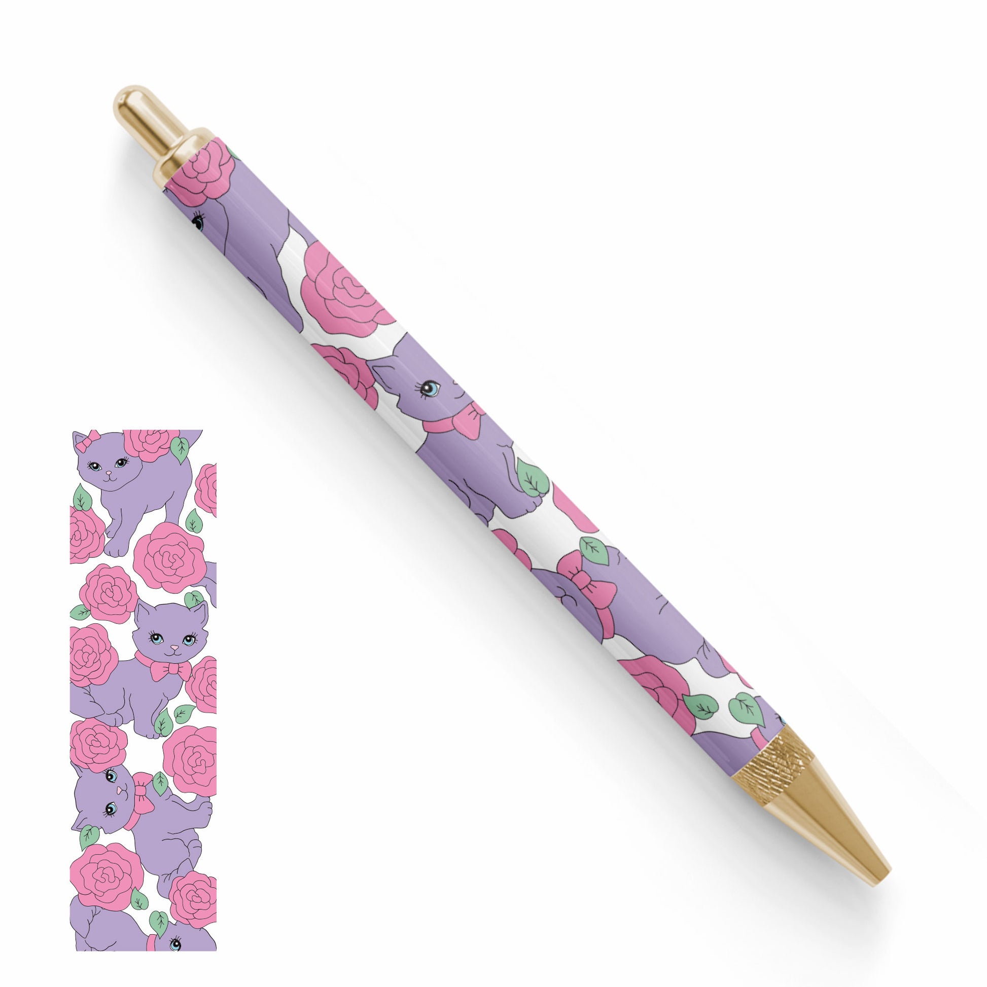 Pen UV DTF Wrap | Kitty & Roses