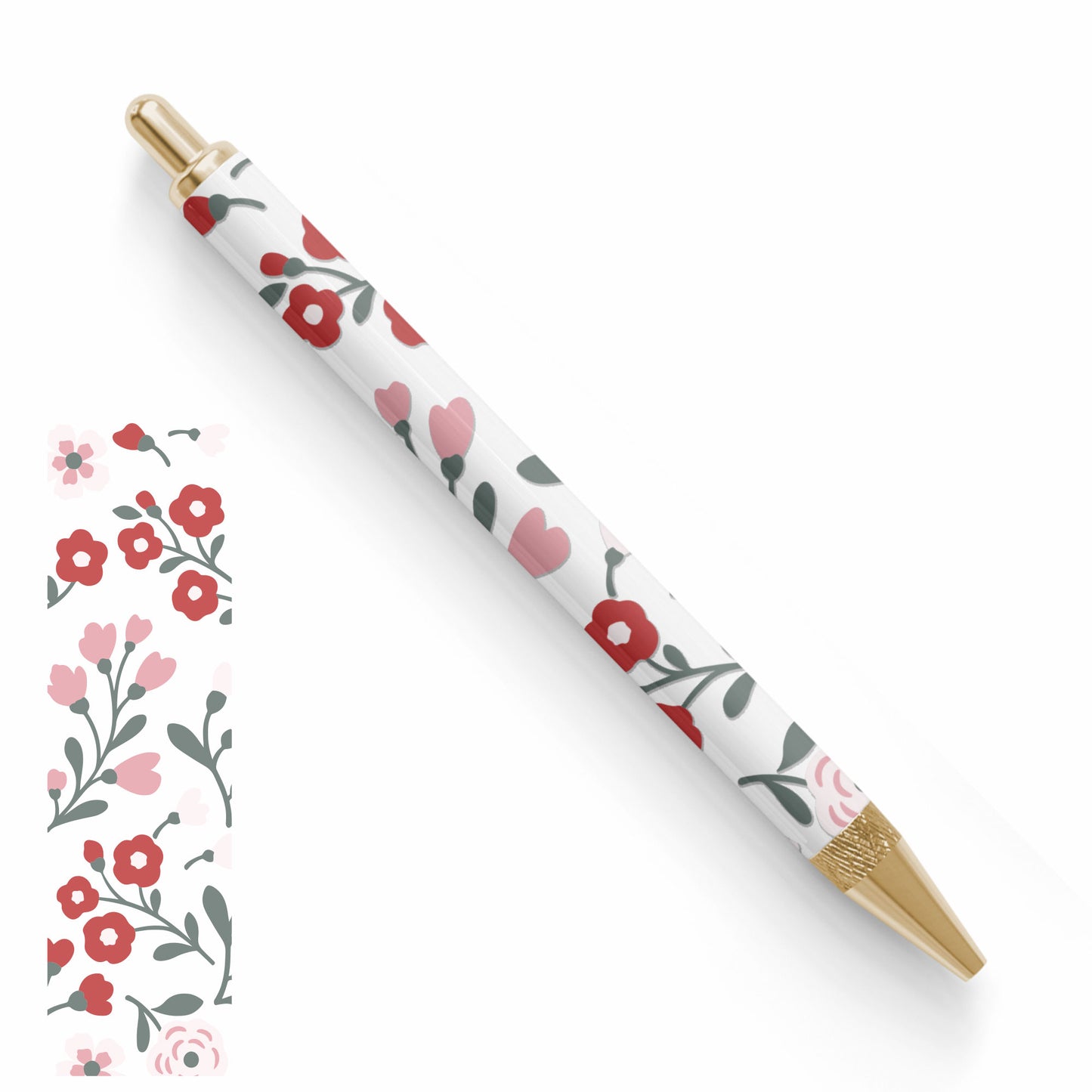 Pen UV DTF Wrap | Red & Pink Flower