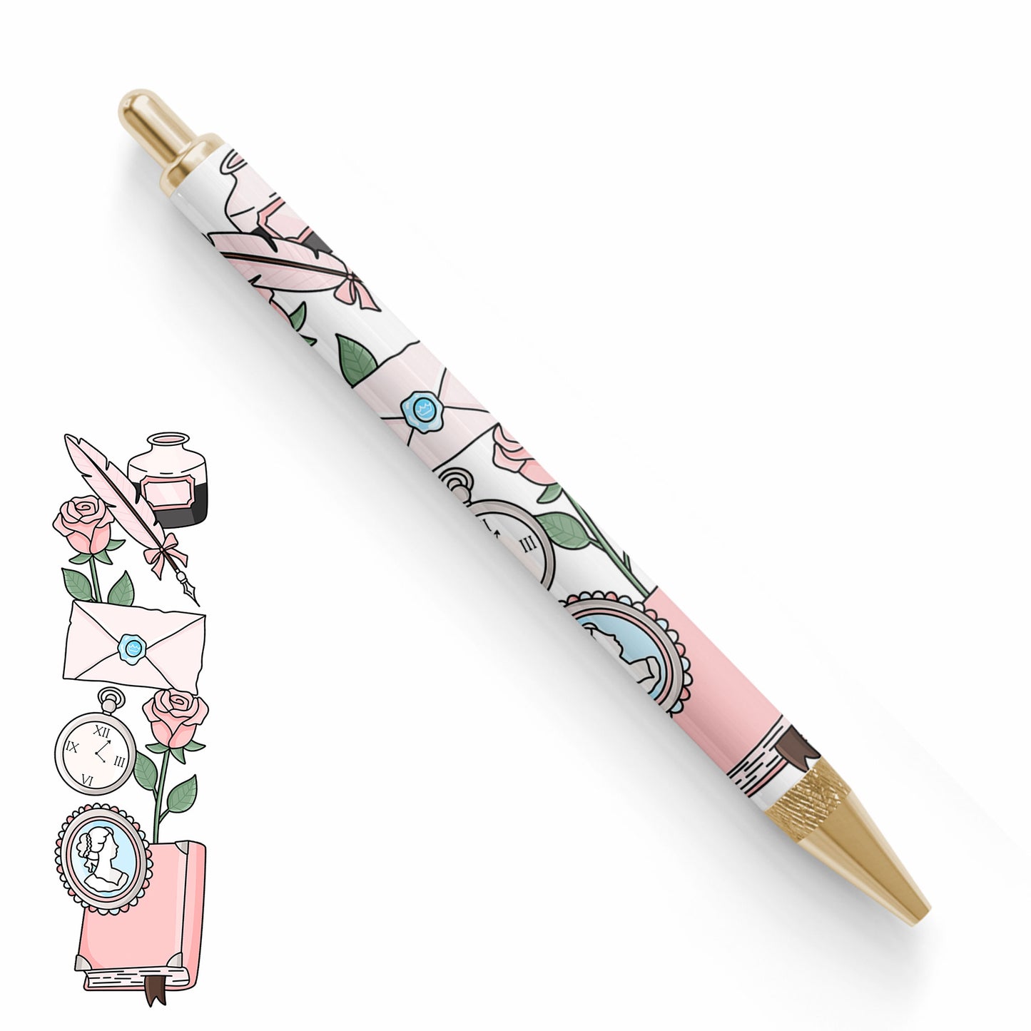 Pen UV DTF Wrap | Journaling & Roses
