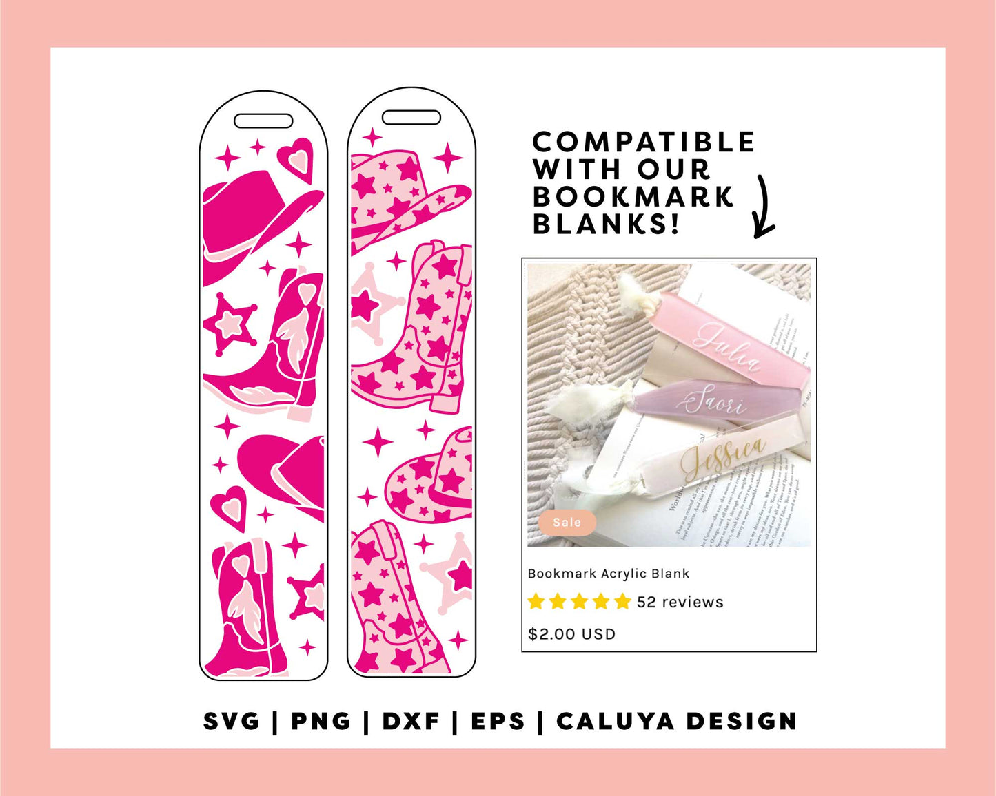 Bookmark Template SVG | Pink Cowgirl SVG
