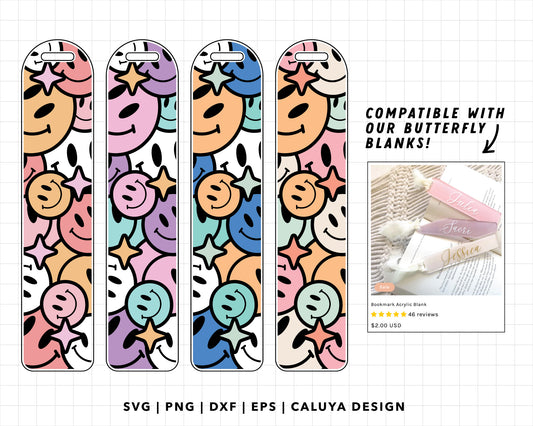 Bookmark Template SVG | Smiley Face 4 Colors Variations SVG