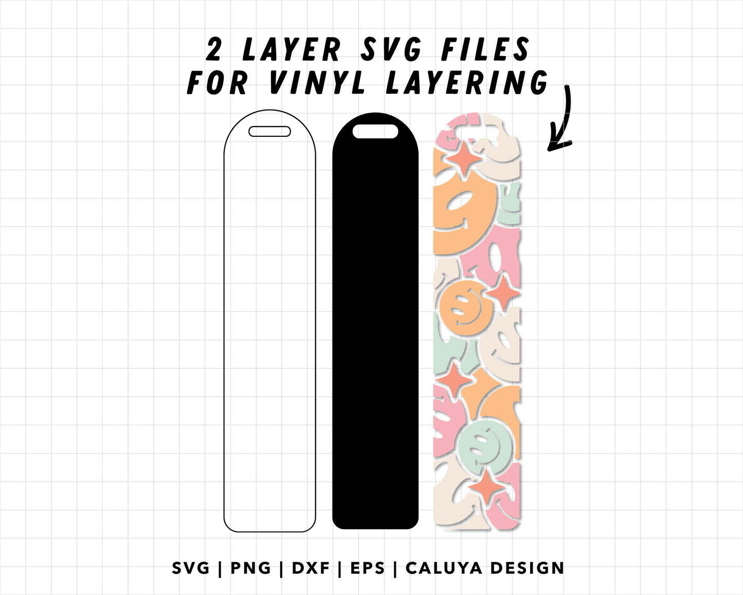 Bookmark Template SVG | Smiley Face 4 Colors Variations SVG