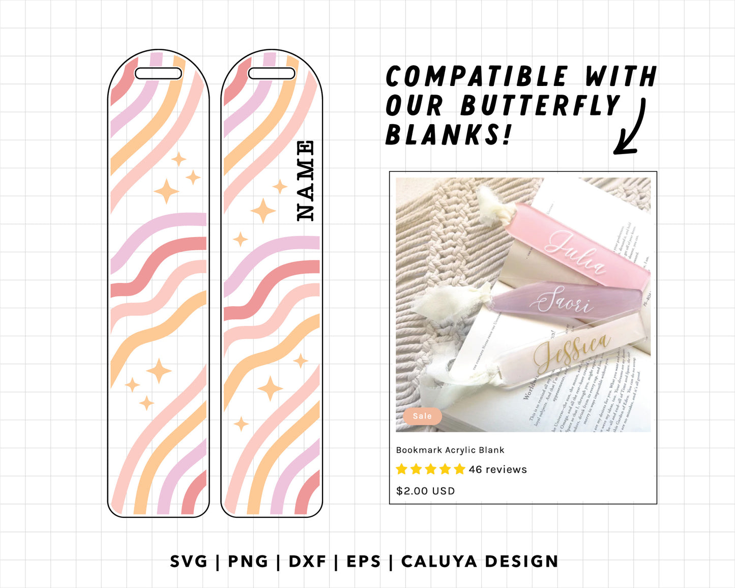 Bookmark Template SVG | Wavy Rainbow Frame SVG