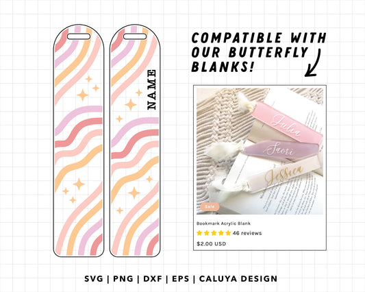 Bookmark Template SVG | Wavy Rainbow Frame SVG